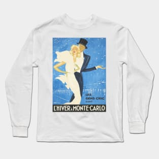 Winter in Monte Carlo - Beautiful Vintage Poster Design Long Sleeve T-Shirt